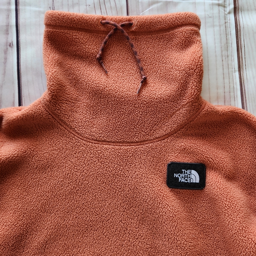 **SOLD** North Face "Riit Pullover" Fleece Sweatshirt Mock Neck Burnt Orange L - Picture 3 of 12